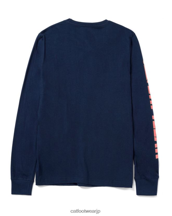 トレードマークバナー長袖Tシャツ デトロイトブルー 女性 N2JB0V321 Caterpillar |トップス＆アウター